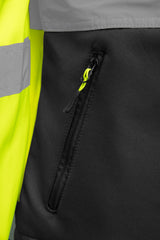 High-Visibility Softshell Werkjas Marineblauw met Reflecterende Strepen – Klasse 2